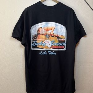 Lucky beaver lake Tahoe , with pinup girl T-shirt
